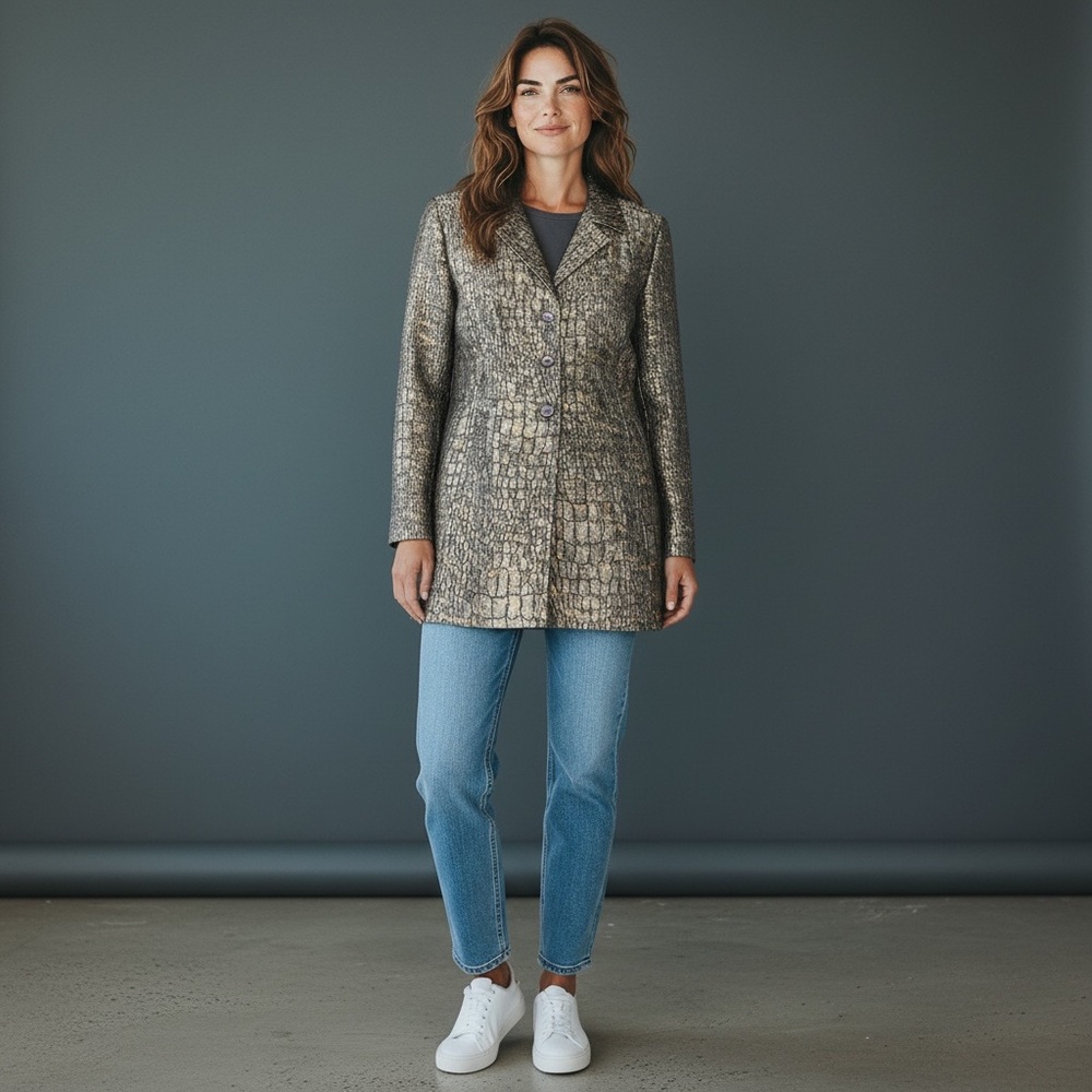 Erin London Metallic Croc-Pattern Blazer